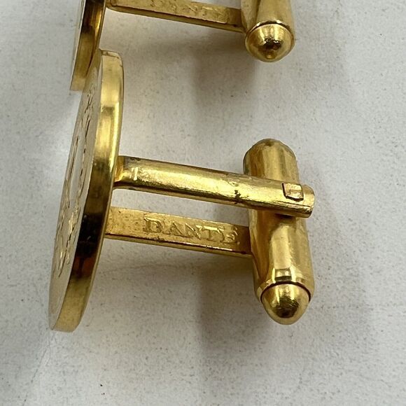 Dante Cufflinks Gold Tone Cancer Zodiac Swivel Bar Vintage Crab - Picture 5 of 5